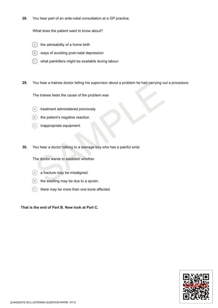 بخش B لیسنینگ OET 3 L Part B2
