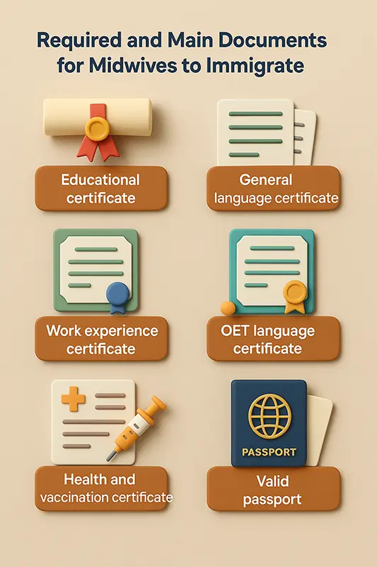 مدارک برای مهاجرت ماماها