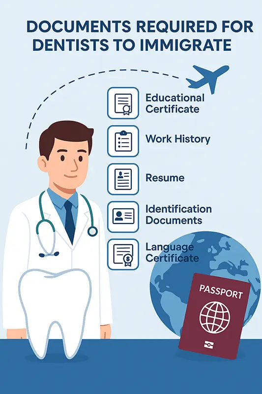 مدارک مورد نیاز دندانپزشکان برای مهاجرت