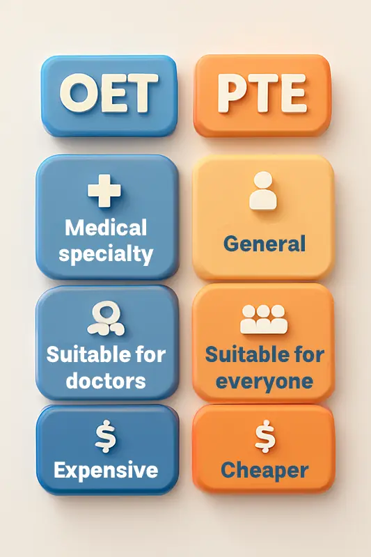 مقایسه آزمون OET و PTE