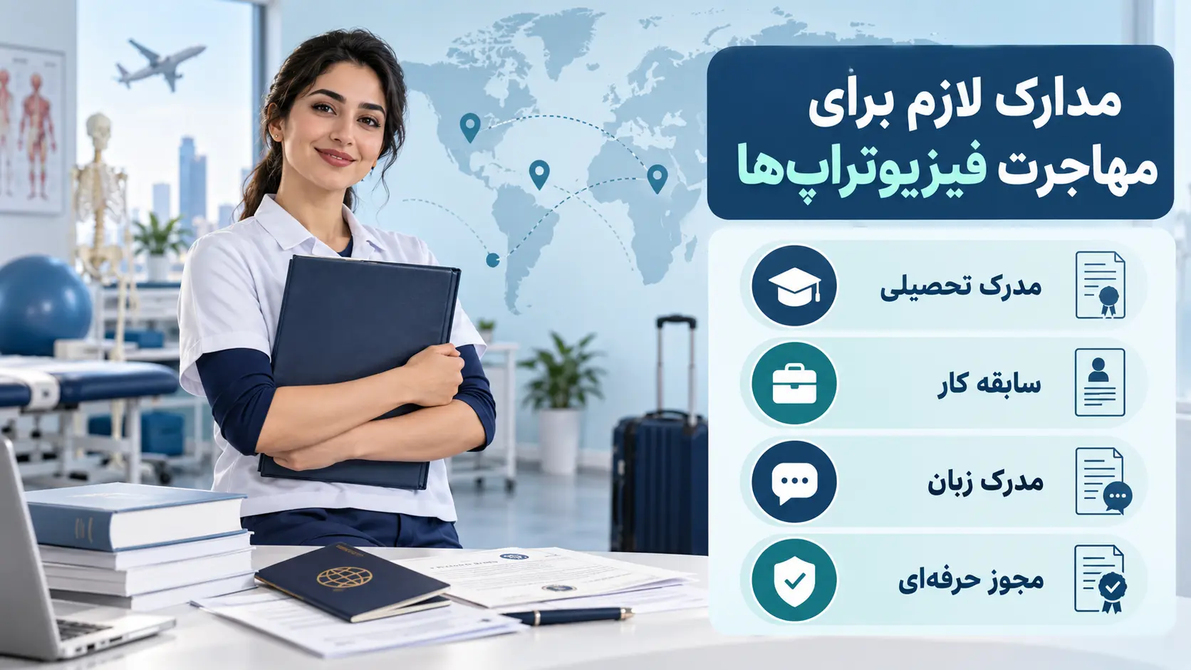 مدارک تحصیلی، سابقه کار، مدرک زبان و مجوز حرفهای برای مهاجرت فیزیوتراپها
